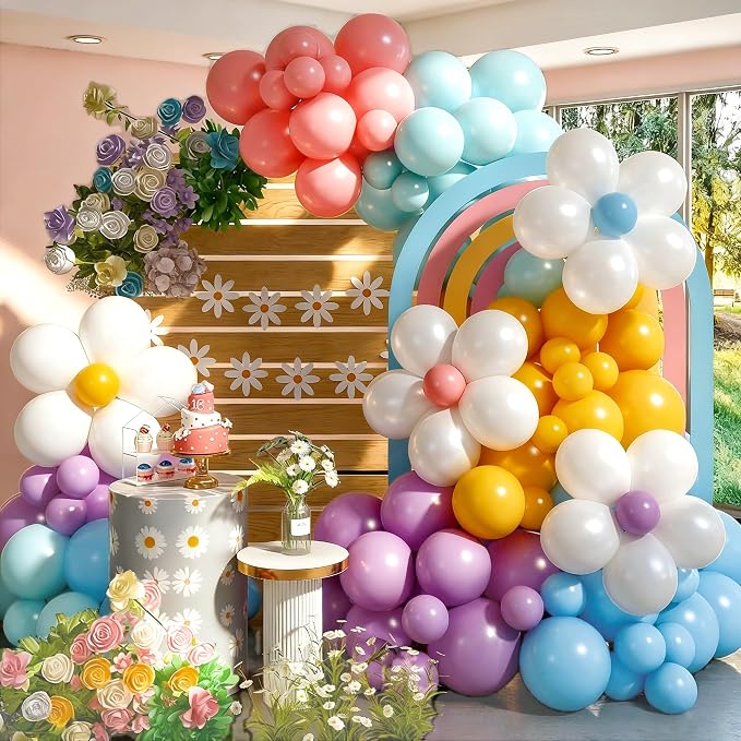 Balloon Garland Kit Blue Teal Dusty Pink, Different Sizes Balloons by Jobkoo