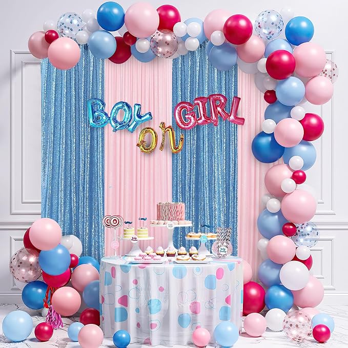 Birthday Backdrop Curtain Baby Blue Shimmer Sequin Backdrop Drapes 6x8FT | - Image 6