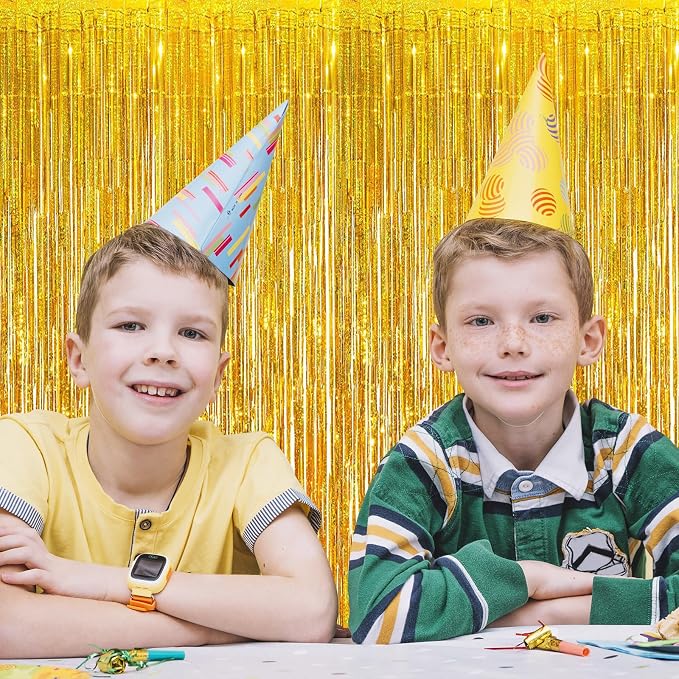 5 Pack Gold Foil Curtain Backdrop 3.2ft x 9.8ft Metallic Tinsel Foil Fringe - Image 7