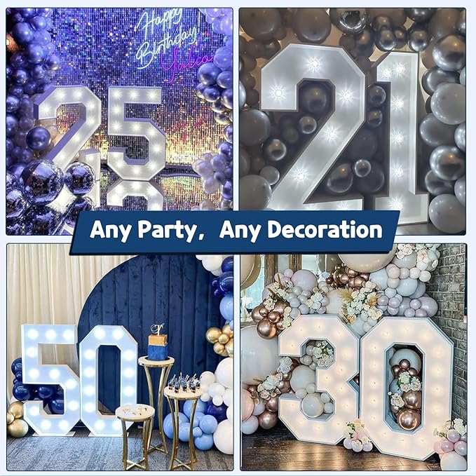 Marquee Numbers 4 Feet Tall Big Light Up Numbers First 1st 21st Wild One Happy Birthday Decorations Girl Boy White Anniversary Party Decor Large Cardboard Prop Backdrop Sign 1