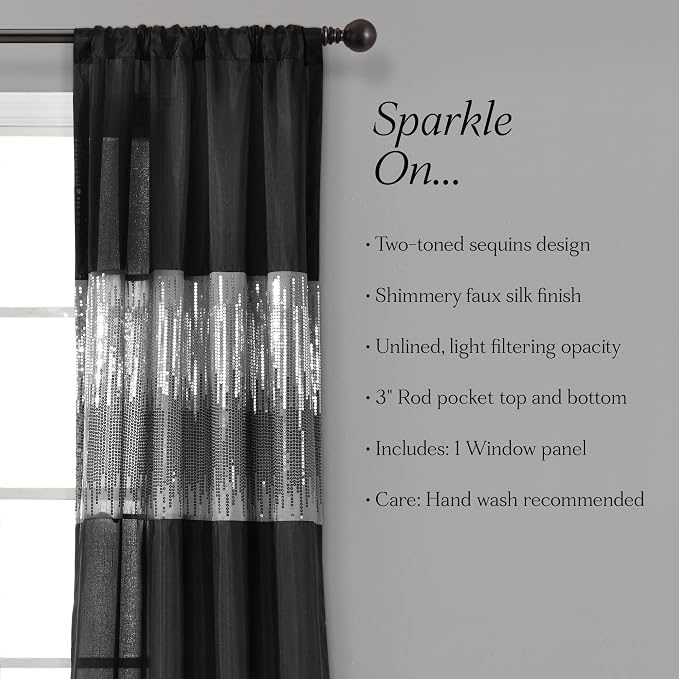 Lush Decor Night Sky Window Curtain Panel, Single 42"W x 95"L Black - Image 6