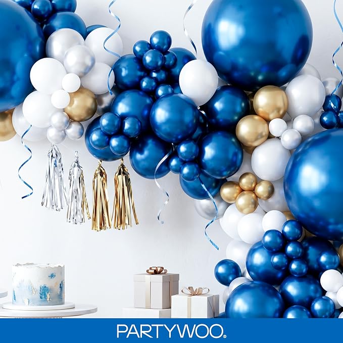 PartyWoo Metallic Blue Balloons 140pcs Chrome Blue Color 18 12 10 5 Inch | 18 - Image 8