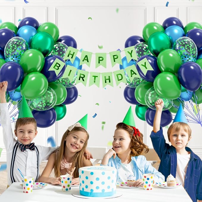 60pcs Blue and Green Balloons 12inch - Image 4
