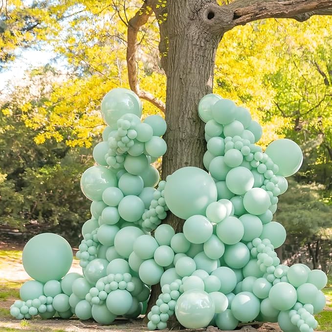 Awenztech 122pcs Mint Green Balloons, 18 12 10 5 inch Mint Green Latex Balloons - Image 7