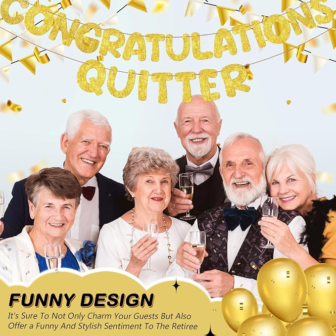 Fulmoon Pre Strung Congratulations Quitter Glitter Banner Funny Retirement - Image 5
