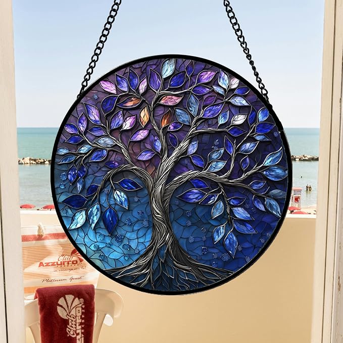DASTOLL Stained Glass Window Hanging, and Mom 11.8x11.8 in - Image 3