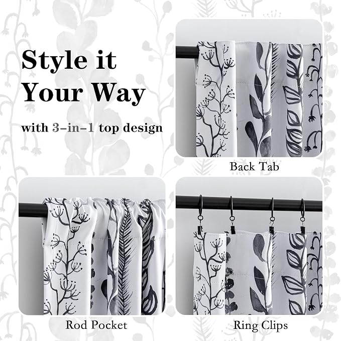 Boho Blackout Leaves Patterned Curtains 72 Inch Long 2 Panels Set - Image 6