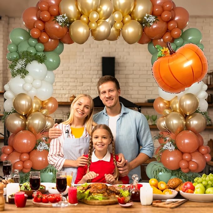 Fall Balloons Garland Arch Kit, Burnt Orange Pumpkin Foil Balloons - Image 8