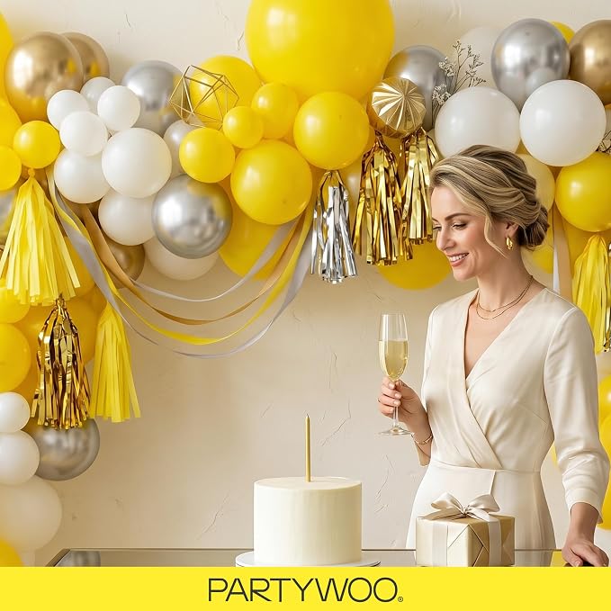 PartyWoo Yellow Balloons 140pcs Matte Yellow Balloons Different Sizes | 18 12 - Image 9