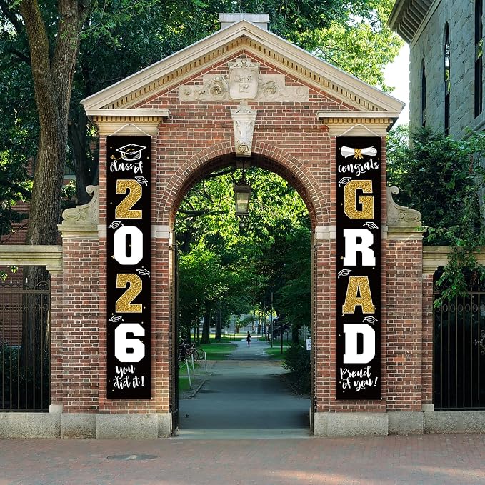 Graduation Decorations 2026 Banner Porch Sign Black Gold - Image 6