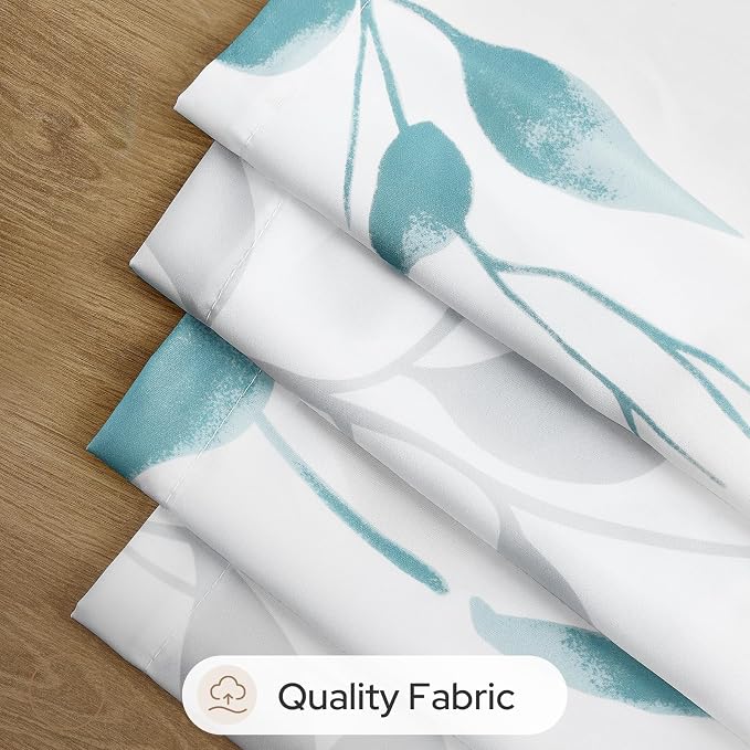 HOMEIDEAS Non-See-Through Teal and White Privacy Sheer Curtains 52 X 63 Inch - Image 7