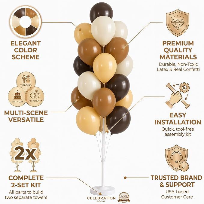 Hiins Brown Balloon Stand Kit Set of 2 - Image 3