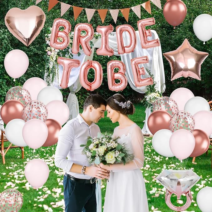 Rose Gold Bachelorette Party Decorations, Bride To Be Bridal Shower Balloons - Image 6