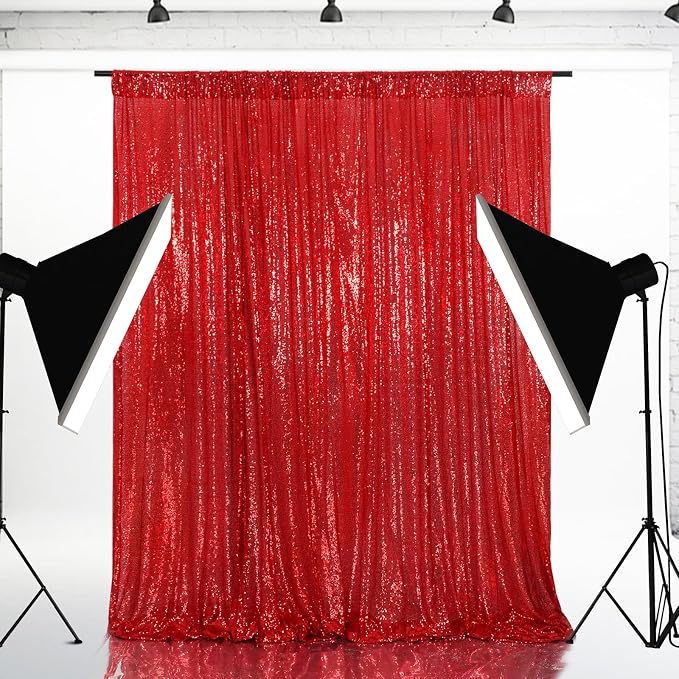 Eternal Beauty Red 3mm Sequin Backdrop 6x8 Ft - Image 7