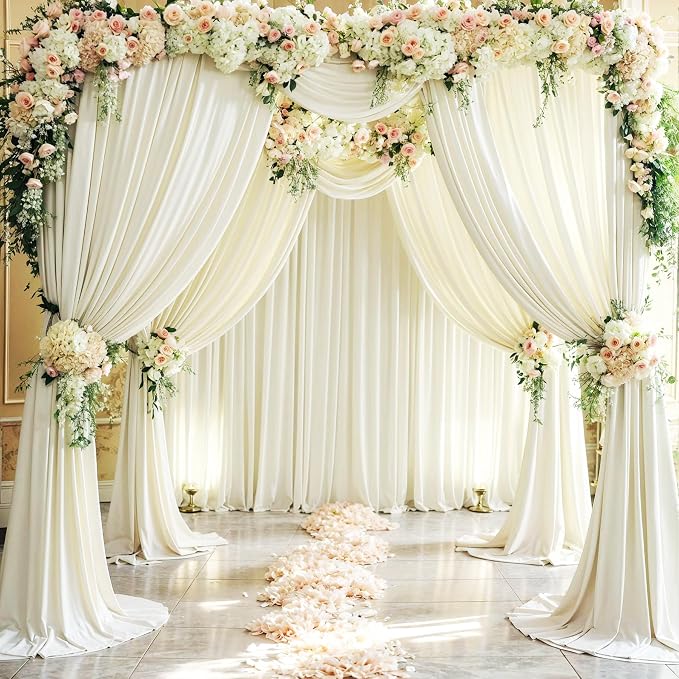 10 Panels Ivory Backdrop Curtains - Image 9
