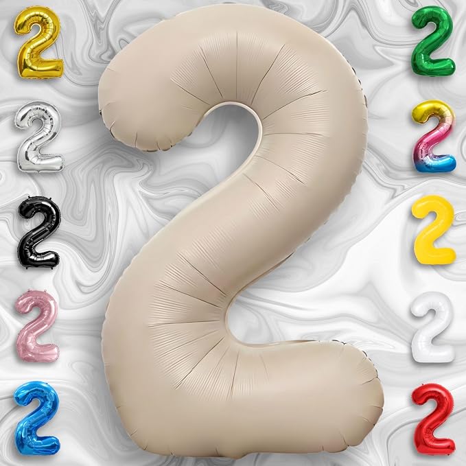 Caramel Number Balloon 2 Mylar Foil Balloons 40 inch - Image 2