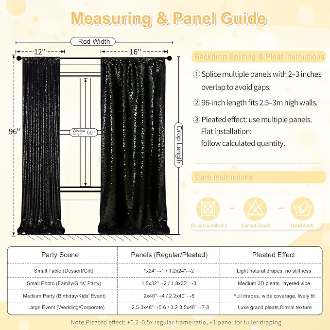 Black Sequin Backdrop 4 Panels 2FTx8FT Halloween Party Backdrop Curtains | - Image 8