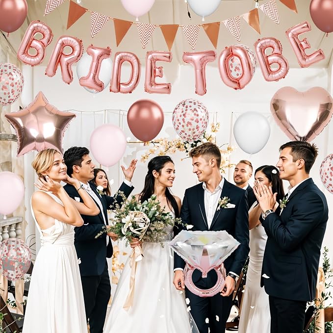 Rose Gold Bachelorette Party Decorations, Bride To Be Bridal Shower Balloons - Image 7