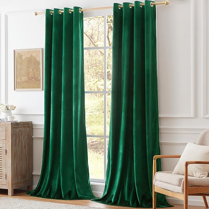 Velvet Green Grommet Blackout Curtains 108 inch Length - Image 7
