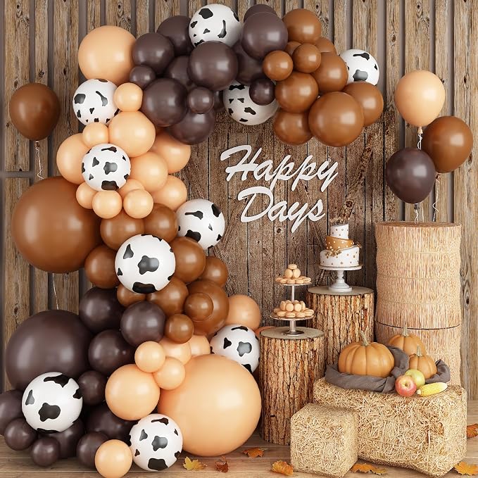 128 Pcs Cow Print Balloon Arch Kit, Latex Balloons Garland Kit by Jobkoo