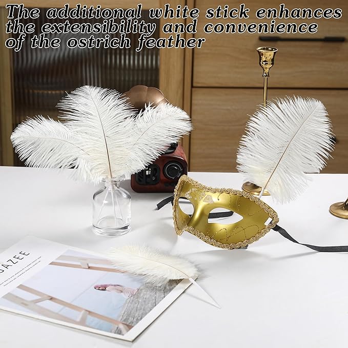 SOGUGOM White Craft Ostrich Feathers - 30PCS 8-10 inch Ostrich Feathers Kit for Centerpieces, Kindergarten Crafts, Dream Catchers and DIY Projects(White)