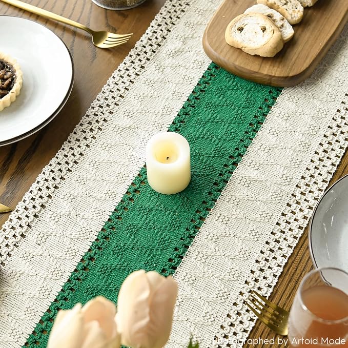 Artoid Mode Emerald Green Farmhouse Rustic Table Runner 12x90 Inch | Seasonal - Image 4