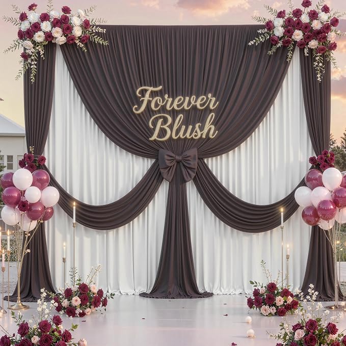 40 ft x 10 ft Wrinkle Free Brown Backdrop Curtain - Image 8