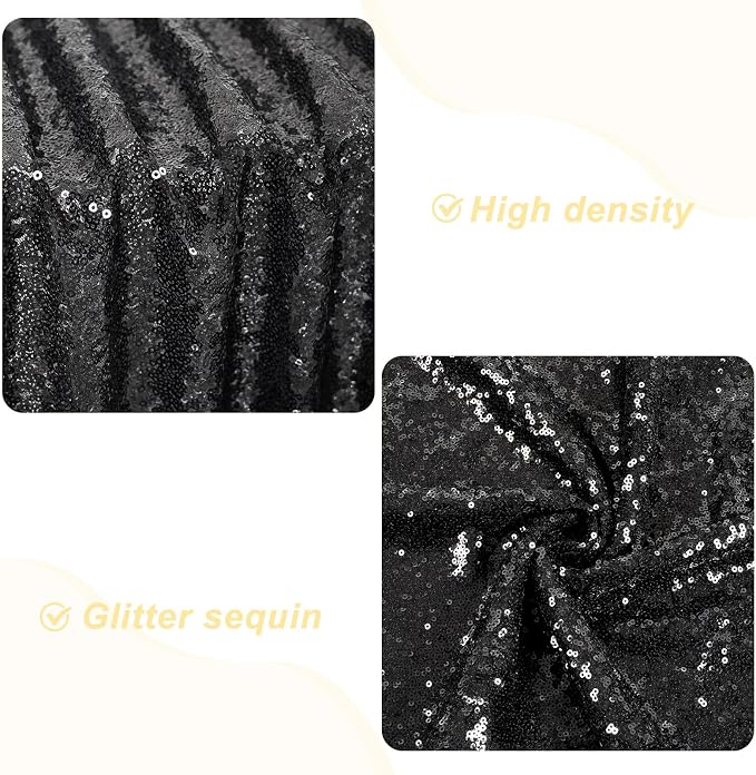 PartyDelight Black Sequin Backdrop Curtains 5x10ft 2 Sparkly Panels | 4 Inch - Image 2