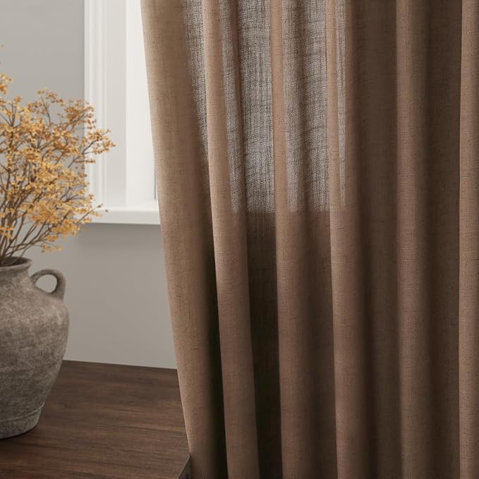 Caramel Brown Curtains 80 Inches Long 2 Panels Set - Image 4