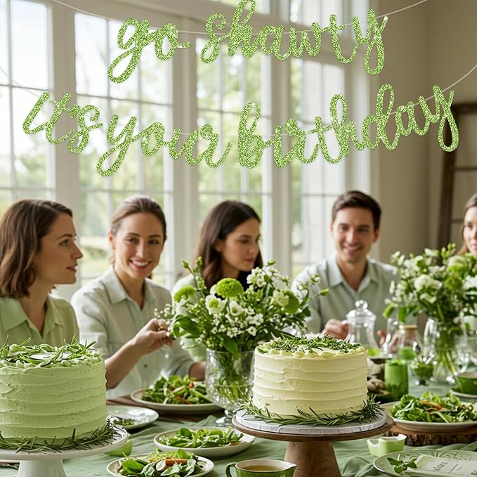 BEISHIDA Grass Green Pre-Strung Go Shawty It's Your Birthday Banner Decor | - Image 5