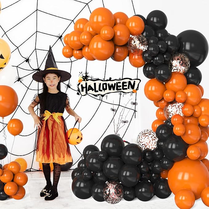 Orange and Black Balloons Arch Kit, Different Sizes Orange Balloons - Image 4