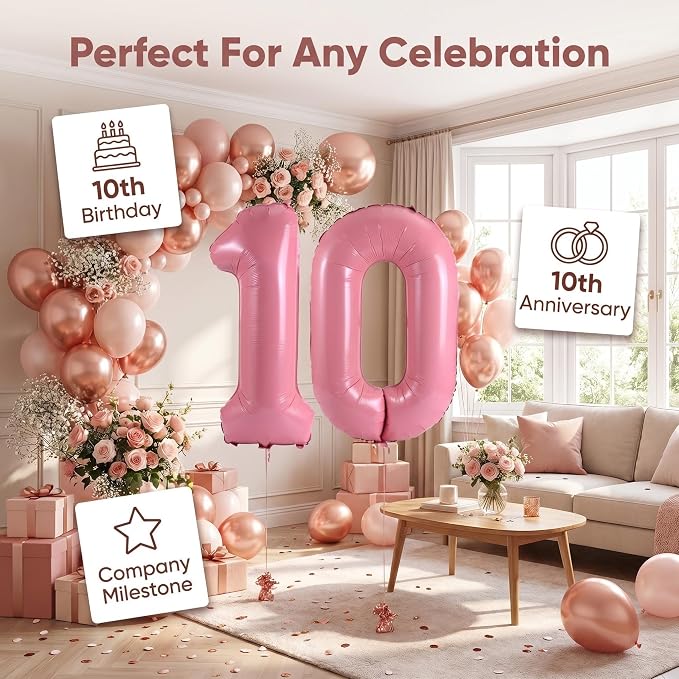 Number 10 Balloon Foil Mylar Balloons - Image 3