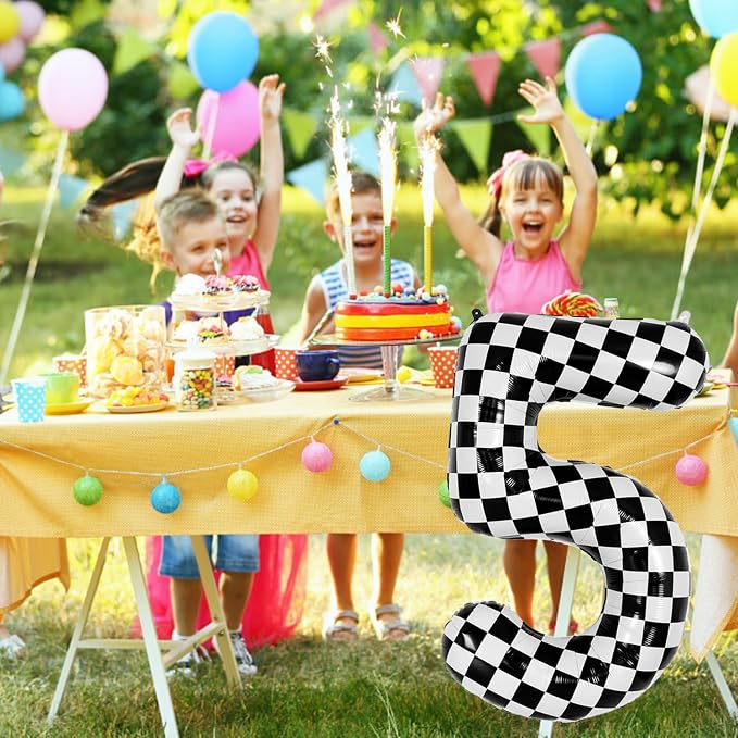 40 Inch Checkered Number Balloon - Image 4