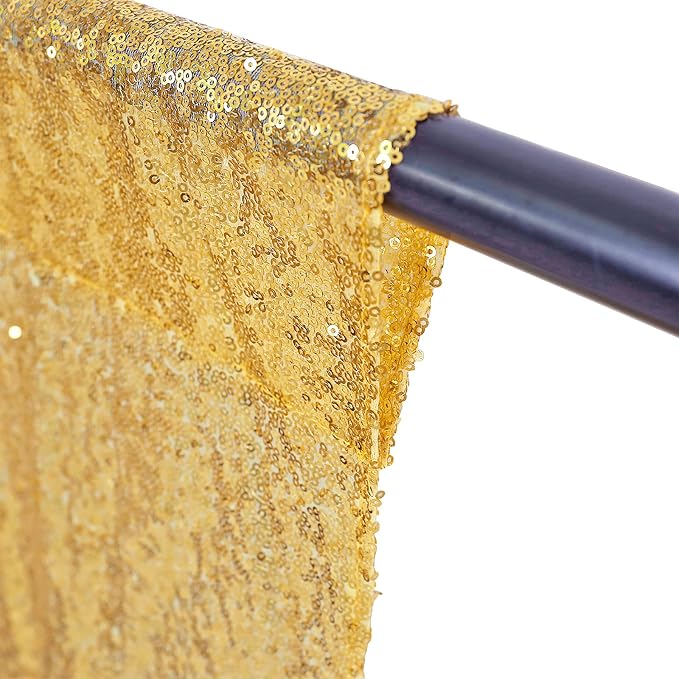 Eternal Beauty Gold Sequin Backdrop Curtains, 4 Panels 2x8FT | 3mm Sparkle - Image 9