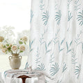 White Sheer Curtains Blue Embroidered Leaf 2 Panels 84 Inches | Light Filtering by VISIONTEX