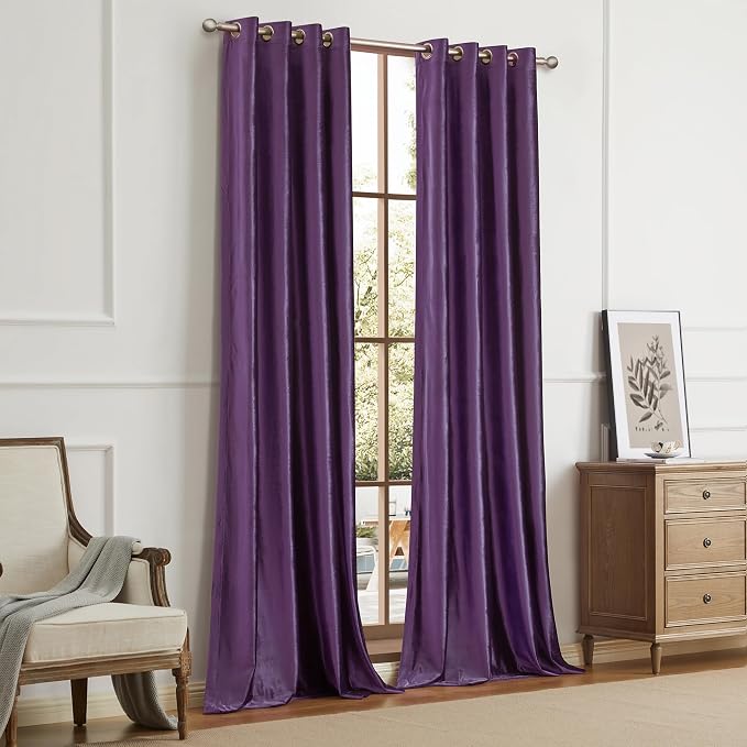 Velvet Violet Purple Grommet Blackout Curtains 72 inch - Image 6