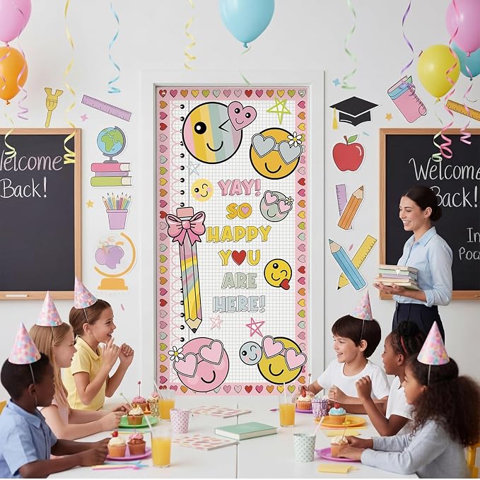 HunnmingRe Pastel Smile Face Classroom Decor Back to School Banner Decor Smile - Image 4