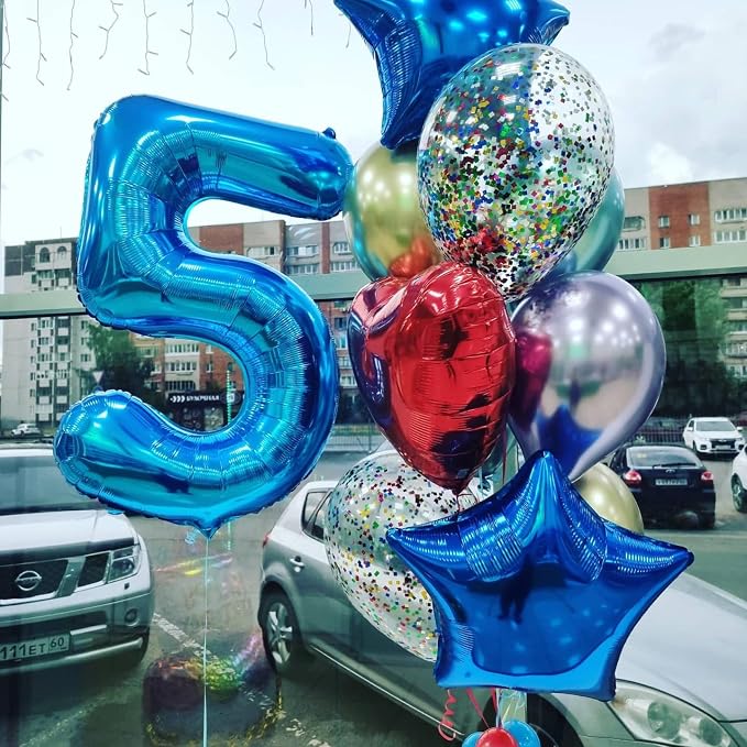 40 Inch Blue Number Balloon 7, Large Number Foil Balloons Mylar - Image 5