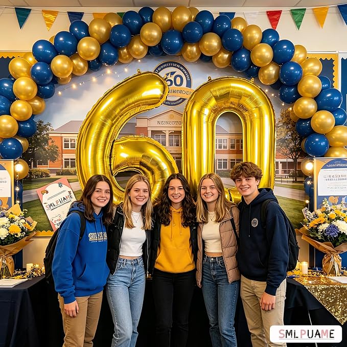 40 Inch Gold Number 60 Balloons, 60th Birthday Party Decorations | Large Self - Image 2