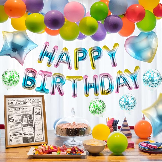 CANREVEL Happy Birthday Banner Decoration + 29pcs Star Balloons, Gradient | - Image 6