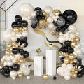Amandir 173Pcs Black Pearl White Gold Balloons Arch Garland Kit | Pearl White by Amandir