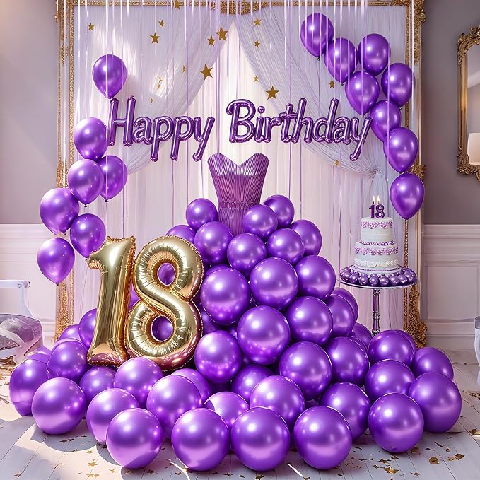 Metallic Purple Balloons 100 Pack 12 Inch Extra Thick Latex Party Balloon - Image 3
