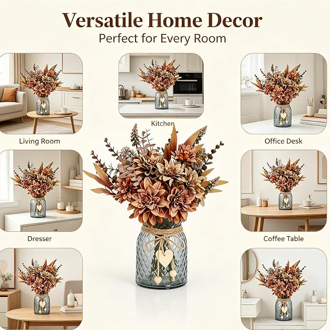 Leftover Faux Flowers in Vase, Silk Artificial Flower Arrangements, Rustic - Image 6