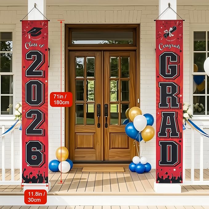 OLANRUN 2026 Graduation Decorations, Graduation Banner Red Class of 2026 - Image 2