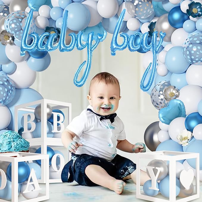 Amandir 137pcs Baby Blue Balloons Baby Shower Decorations - Image 6