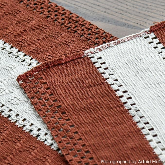 Artoid Mode Caramel Farmhouse Woven Table Runner 12x108 Inch | Holiday Rustic - Image 5