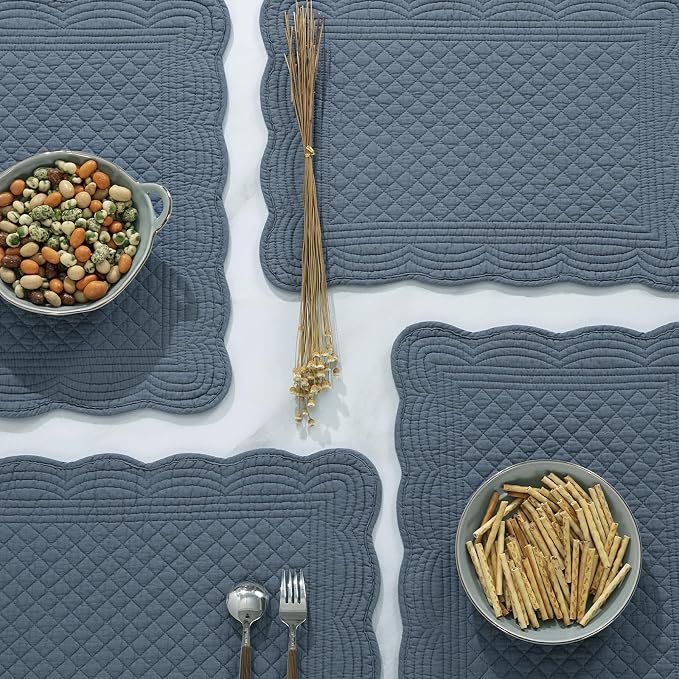 HOMBYS Quilted Placemats Set of 6 Washable-13x18 inches Rectangular Placemats - Image 5