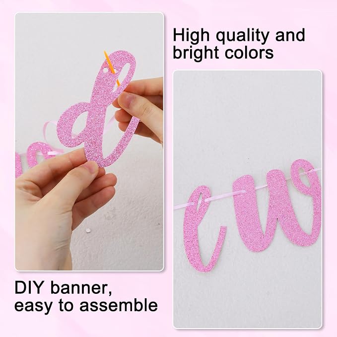 BEISHIDA Glitter Pink 116 PCS A-Z DIY Letter Banner Kit Make Your Own - Image 6
