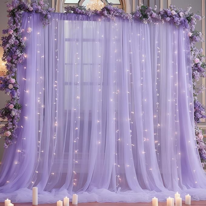 10x10ft Purple Tulle Backdrop Curtain by Partisky