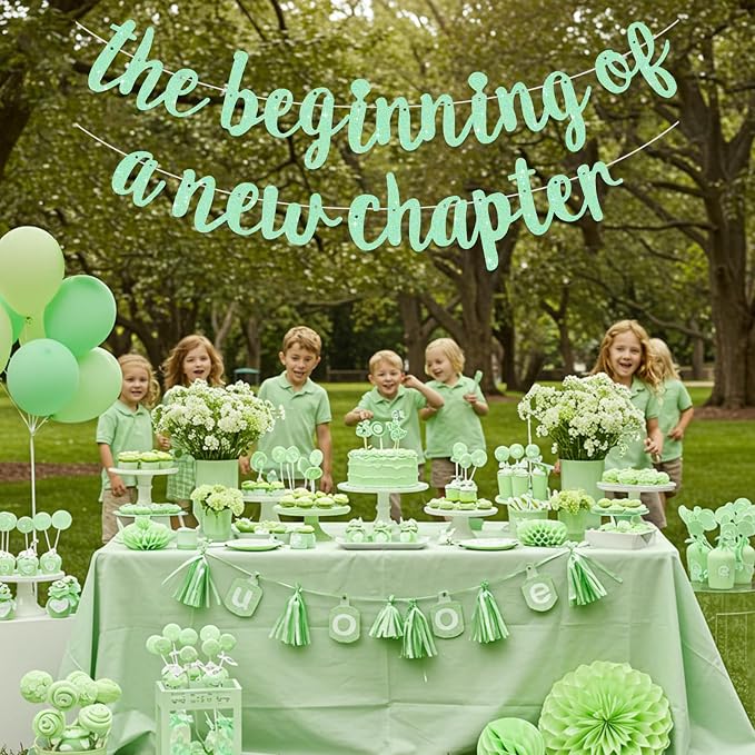 BEISHIDA Light Green Pre-Strung The Beginning of A New Chapter Banner | Glitter - Image 5